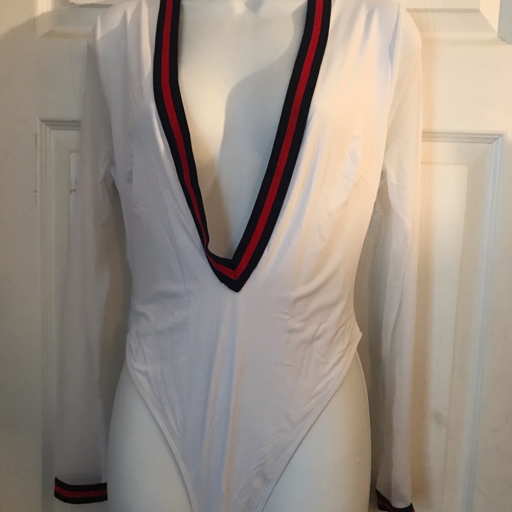 White sheer long sleeve swimsuits Brand New XL